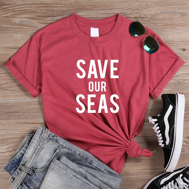 ONSEME SAVE our SEAS лозунг летняя белая женская футболка Эстетическая одежда простые футболки для женщин лучшие друзья футболка Q-693