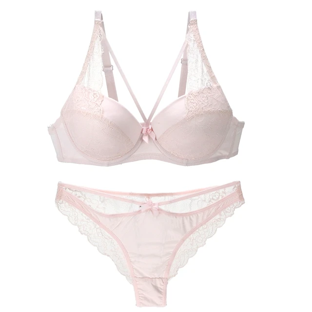 Nouvelle Seamless Brand Sexy Bras Set BCDE Cup Lace Bow Underwear For Womens Push Up Large Size Plunge Lingerie Pink