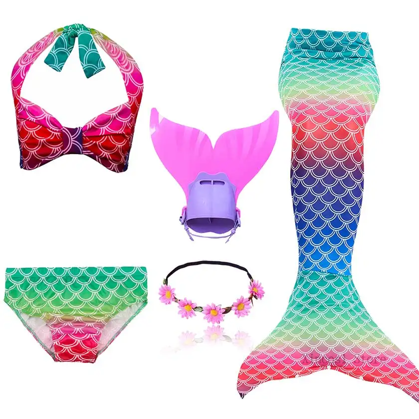 New Arrival Mermaid Tails with Garland or with Monofin Flipper Bathing Suit for Swimming Swimsuit Ariel Mermaid Cosplay Costume