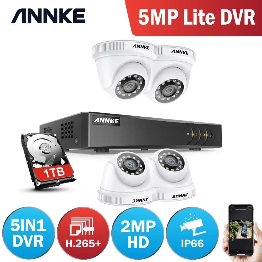 Камера видеонаблюдения ANNKE 1080P 8 каналов 4 шт. IP66 | Безопасность и защита