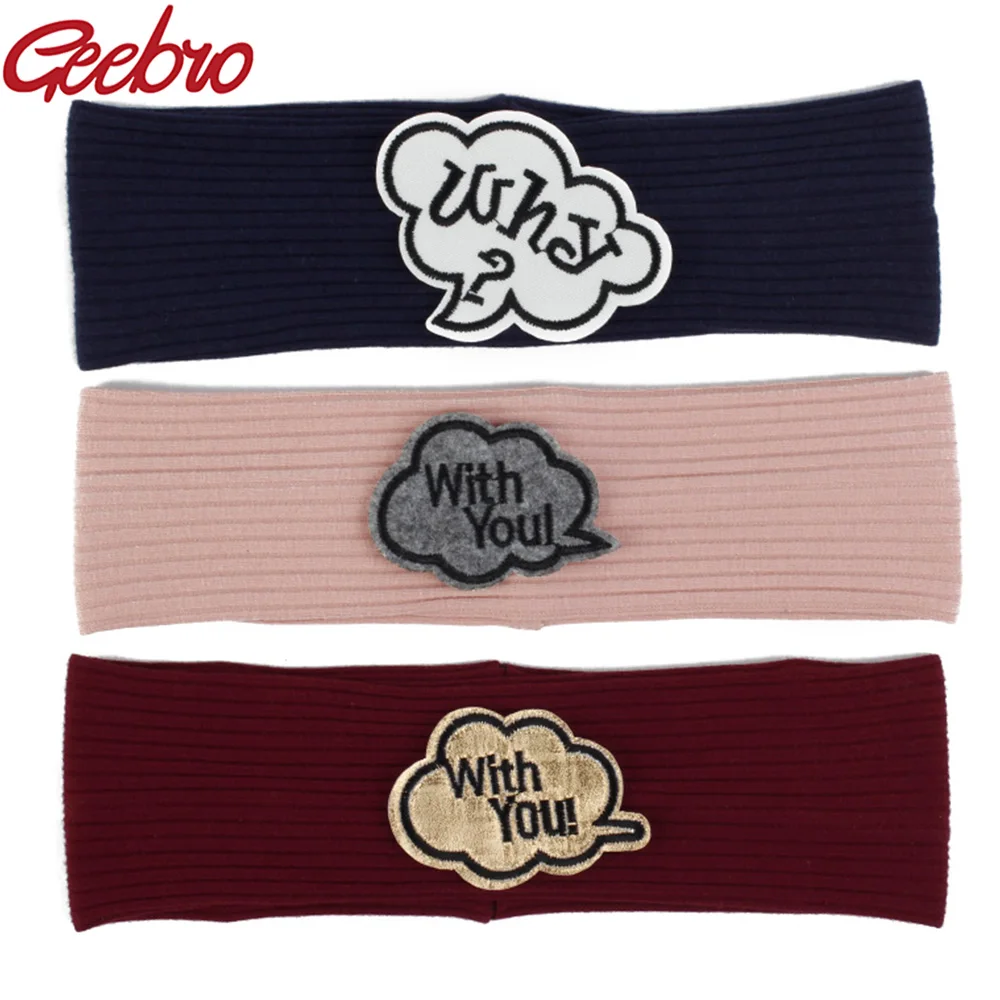 

Geebro Summer Children Cute Flat Ribbing Headband Girls Elastic Hairband Kids Solid Color Turban Cartoon Cloud Soft Headwrap