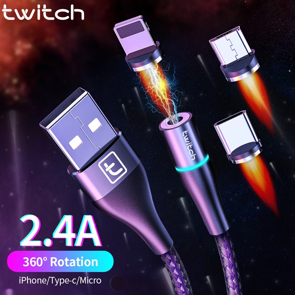 

Twitch USB Magnetic cable 2m 1m micro usb type c Quick charge cord for iPhone 11 Samsung S10 xiaomi USB C Cable Magnetic Charger