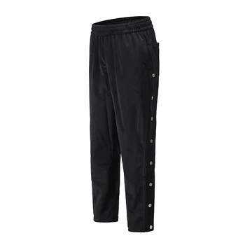 

Side Button Velvet Solid Sweatpants Mens Straight Ankle Zipper Baggy Casual Track Pants Streetwear Elastic Waist Loose Trousers