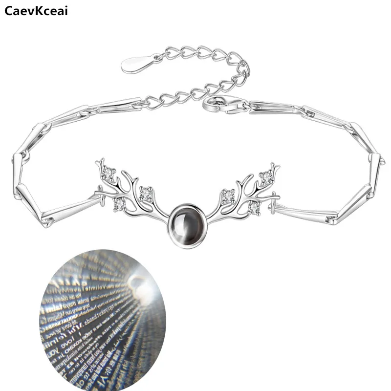 

CaevKceai Simple Fashion Elk Projection Antlers Bracelet For Women Girl Chritmas Gift 100％ 925 Sterling Silver Jewelry pulseira