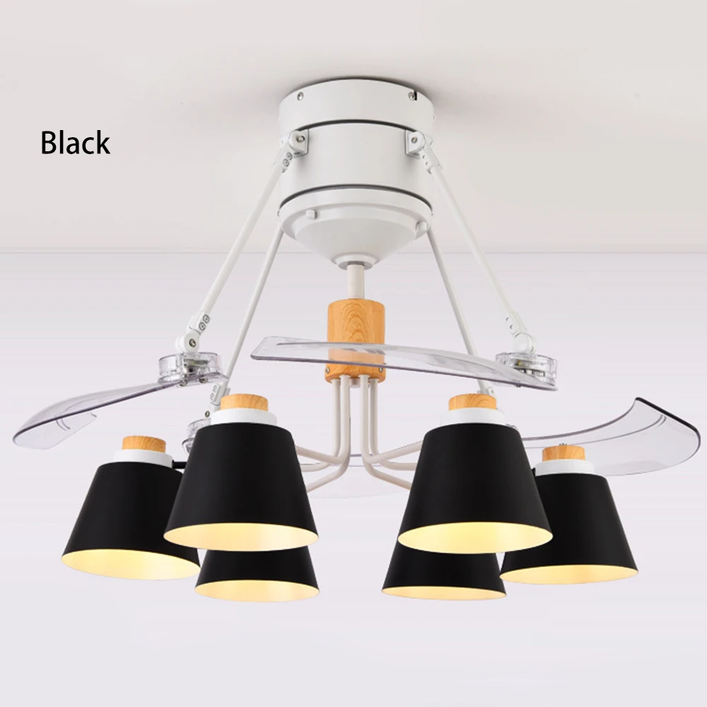 black Modern E27 Fashion Invisible Mute Ceiling Fan Lamp 48-inch ABS fan-leaf Creative Livingroom dining room Bedroom Decoration lamps - Цвет лезвия: black