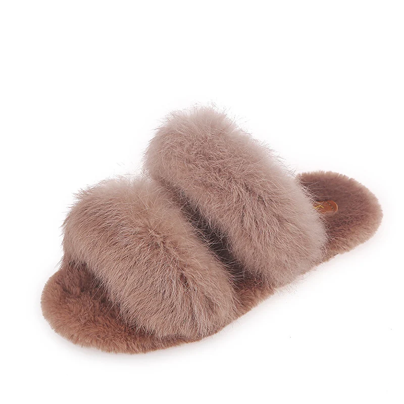 MCCKLE Women House Slippers Ladies Soft Bottom Winter Women's Shoes Short Furry Plush Woman Casual Female Fashion Home Footwear - Цвет: Khaki-1