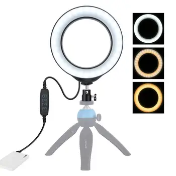 

PULUZ 6.2 inch 16cm USB 3 Modes Dimmable LED Ring Vlogging Photography Video Lights with Cold Shoe Tripod Ball Head