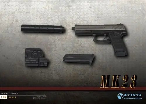 Модель пистолета ZY2009D MK23 SOCOM 1/6, Миниатюрная игрушка для 12-дюймовых фигурок
