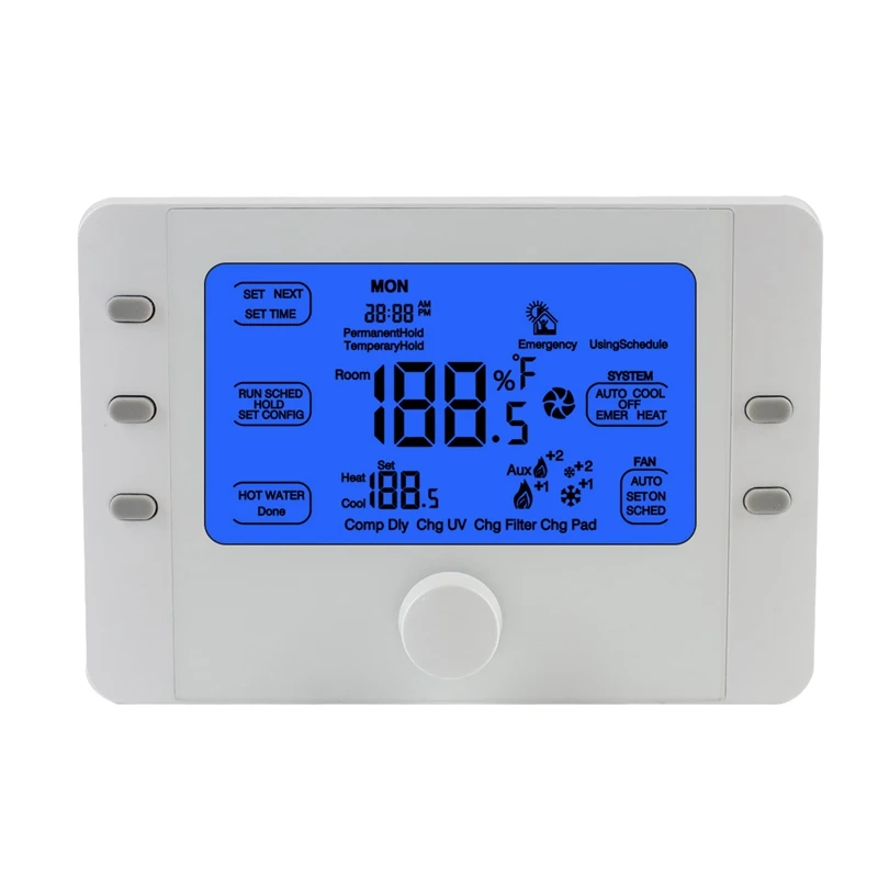 

Hy818 Large Lcd Display Smart Programmable Home 24V Heat Pump Single/Multi Stage Digital Thermostat