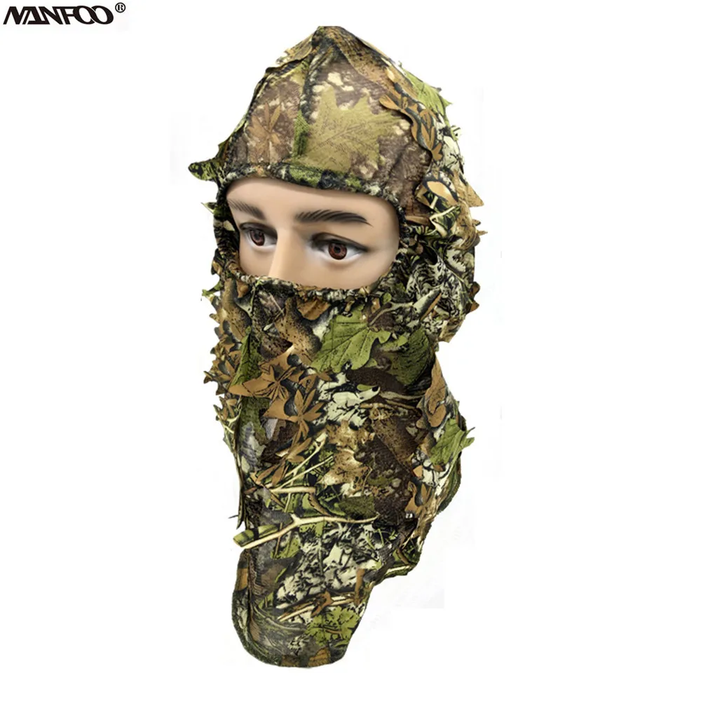 3D Maple Leaves Bionic Camouflage hunting fishing face mask cycling sunproof full face mask jungle photographing camo hat caps