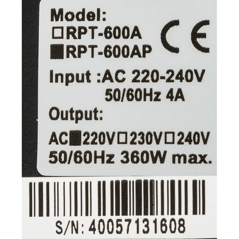 Источник бесперебойного питания Powercom Raptor RPT-600AP 360Вт 600ВА черный