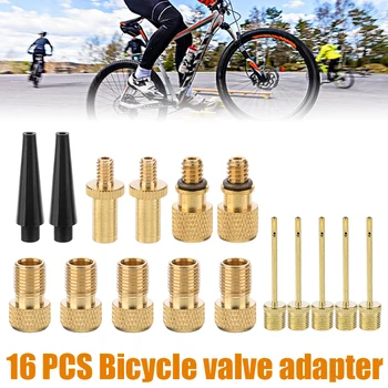 

16pcs/set Motorcycle Bike Pump Adapter Converter Connector Air Pump Adapter Valve For Bicycle Tires Inflatable Ball Football