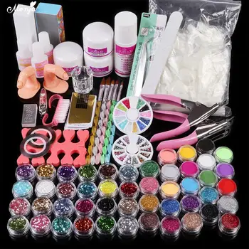 

Monja Acrylic Powder Liquid DIY Home Nail Art Set False Nail Extension Form Painting Brush Tweezer Nail File Manicure Tool Kit