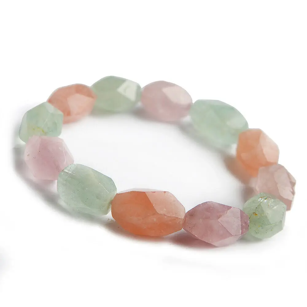 Top Quality Natural Colorful Morganite Quartz Crystal Clear Oval Cut Beads Beryl Women Men Bracelet Jewelry 18x11mm AAAAA