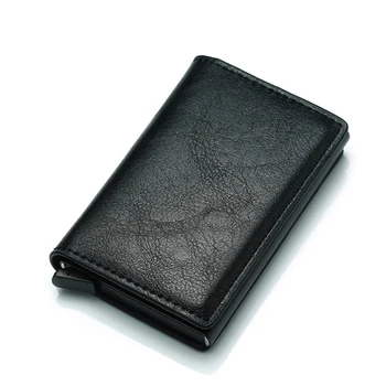 

Antitheft card holder Men Vintage Credit Card Holder Blocking Rfid Wallet PU Leather Unisex Security Information Aluminum Purse