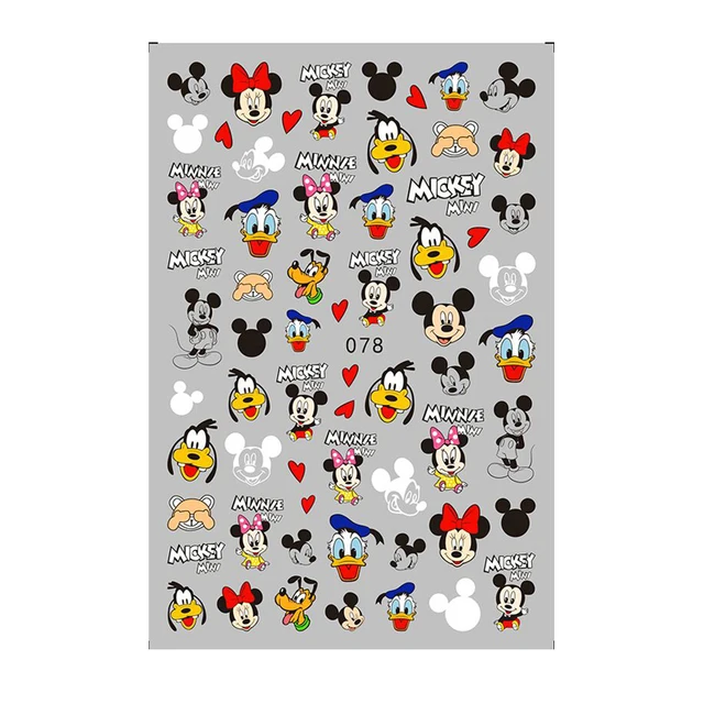 1PCS Disney Cartoon Anime Collection Star Design Nail Sticker Mickey Mouse Donald Duck Lion King Mermaid Stitch Nail Slider D078