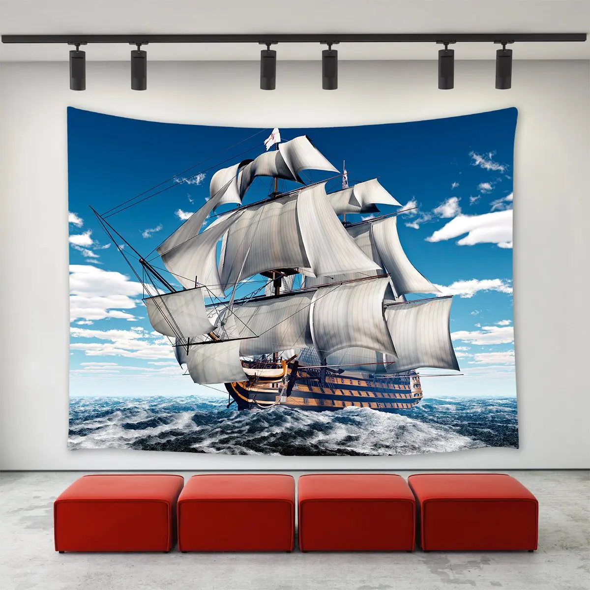 

Ocean Battle Ship Custom Sailboat Boat Warship Battleship Cruising Sea Wave Wall Tapestry