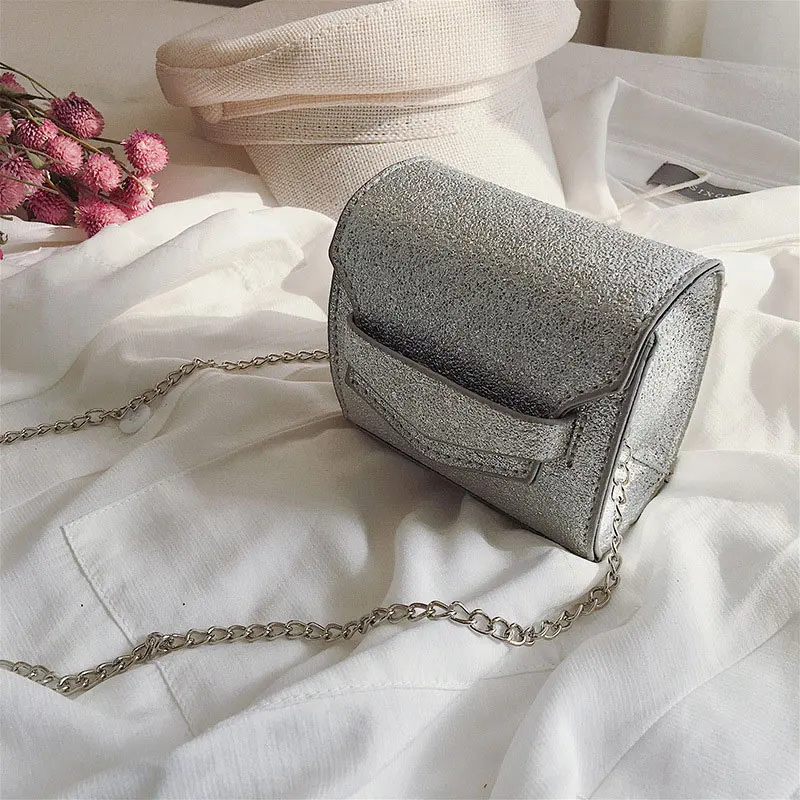 Женская сумка на плечо с узором «крокодиловая кожа», женская сумка через плечо с круглой цепочкой, Женская Высококачественная сумка-мессенджер для путешествий, милые сумки - Цвет: silver square