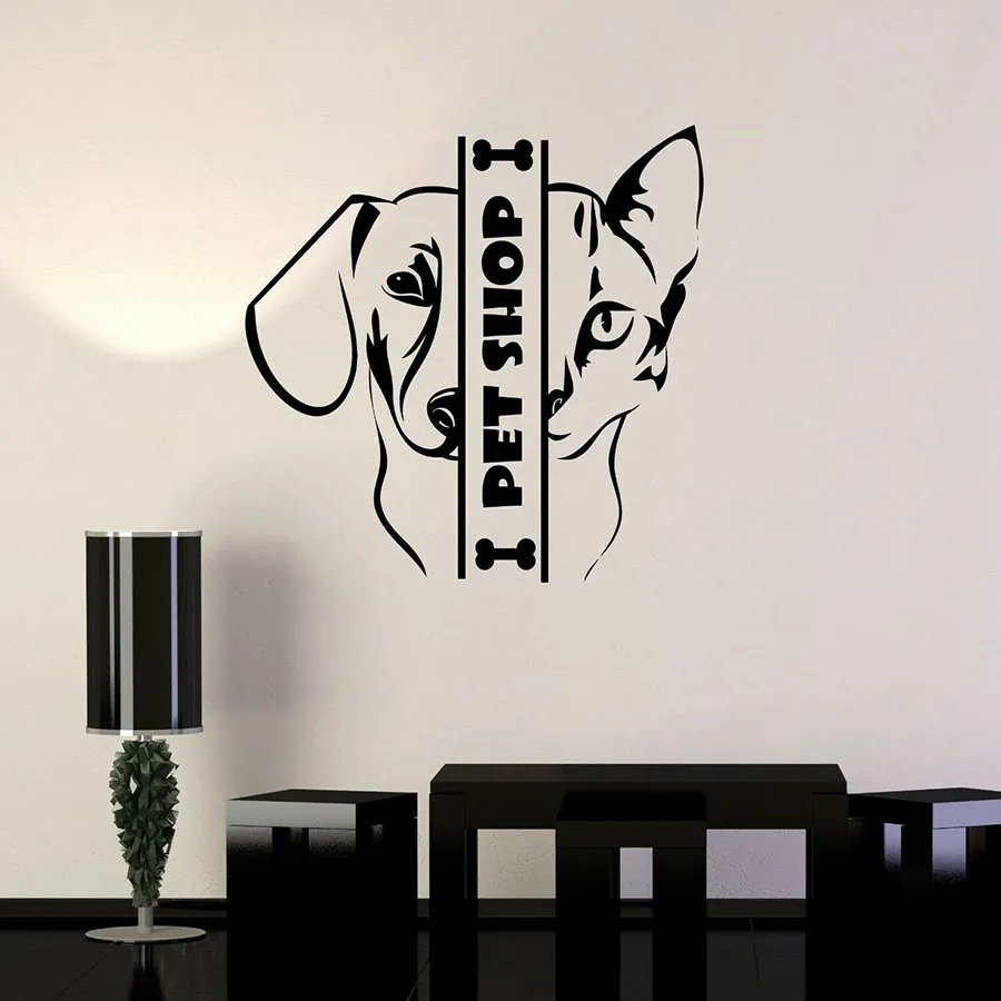 Pet Shop Wall Decal Animal Cats Dogs Vinyl Window Stickers Pets House Interior Decoration Art Creative Mural Removable M503 | Дом и сад