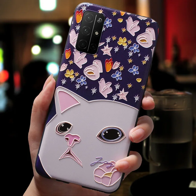 3D Flower Relief Embossed Silicone Phone Case - Cute Design