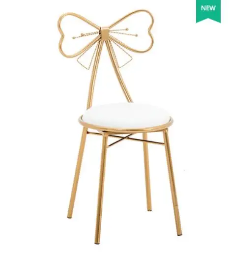 Multi Color Modern Nordic Home Makeup Chair velvet Fabric Middle Back Chair Butterfly Bow Metal Golden Polished Task Chair B550