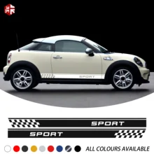 ^#Cheap 2 Pcs Racing Sport Checkered Styling Car Door Side Stripes Sticker Body Decal For MINI Cooper S R57 R58 R59 Accessories ^#Cheap 2 Pcs Racing Sport Checkered Styling Car Door Side Stripes Sticker Body Decal For MINI Cooper S R57 R58 R59 Accessories