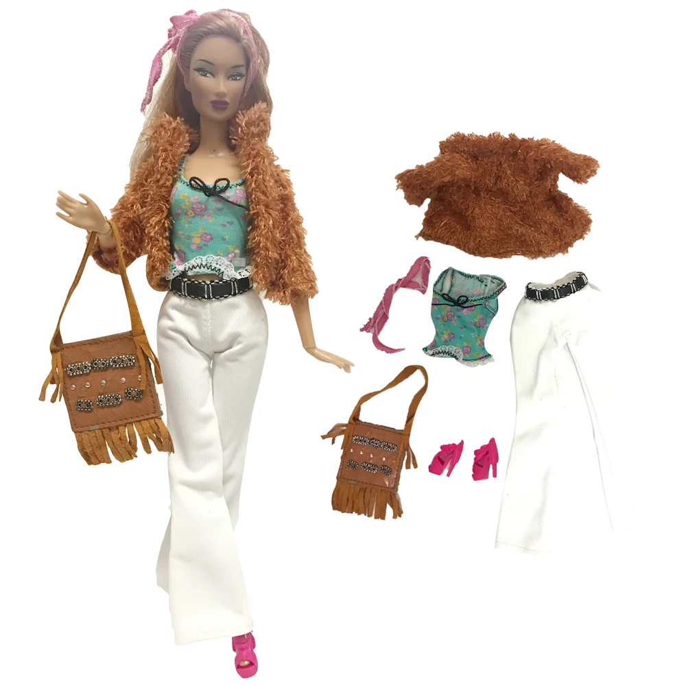 NK один набор Кукольное платье модное супер модельное пальто современный наряд Повседневная Одежда для куклы Барби аксессуары подарок детские игрушки смешанный стиль JJ - Цвет: Оранжевый
