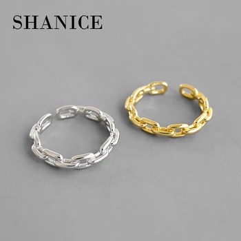

SHANICE 925 Sterling Silver Open Rings Gold Silver Color Chunky Chain Rings Link Twisted Geometric Rings for Women Vintage