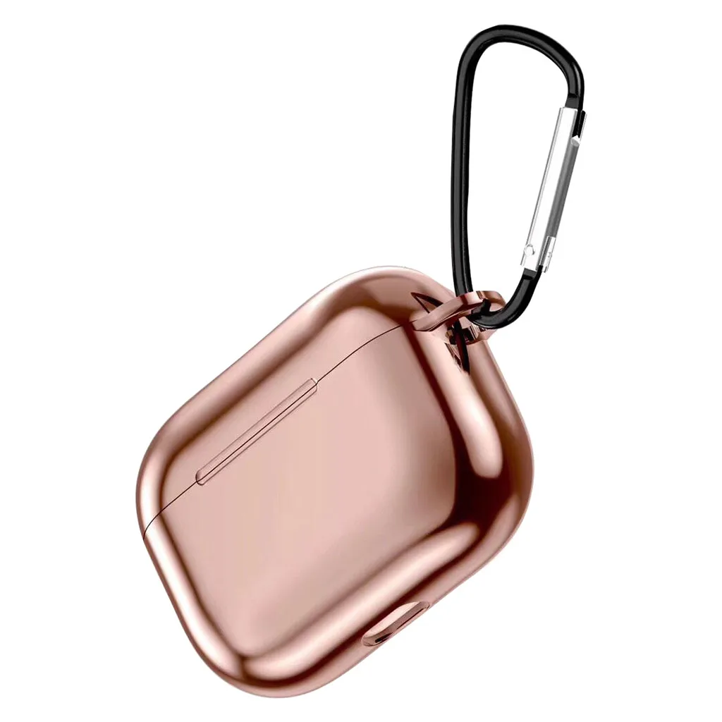 Rose Gold Для AirPods Pro, беспроводной зарядный чехол, гальванизированный защитный чехол с кольцом, полная защита, ударопрочный тонкий - Цвет: Rose Gold