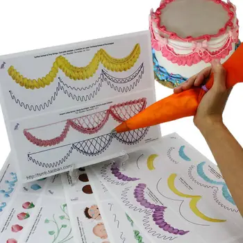 

23pcs/set Cake Icing Piping DIY Practice Drawing Board Template Paper Practice Cardboard Paste Fondant Cream Cake Decoration