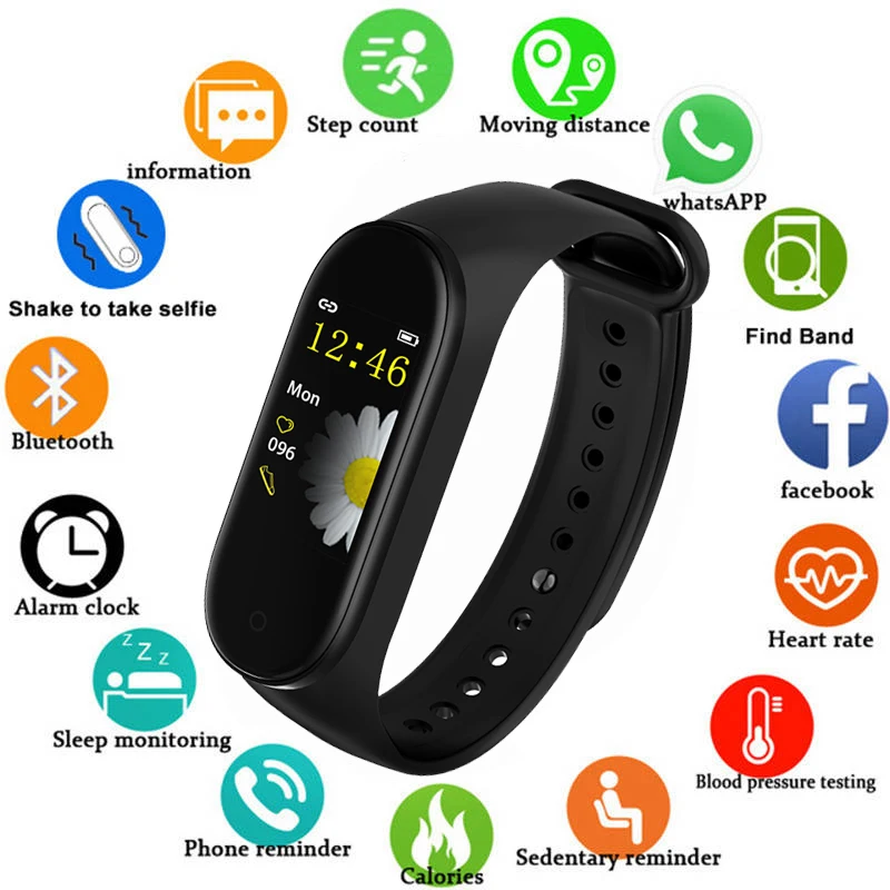 

M4 Smart Band Wristband Heart rate/Blood/Pressure/ Smart bracelet Monitor/Pedometer Fitness Waterproof Color Screen V5.0