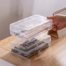 

Stationery Box Large Capacity Stackable Design Anti-dirty Transparent Kid Pencil Box for School