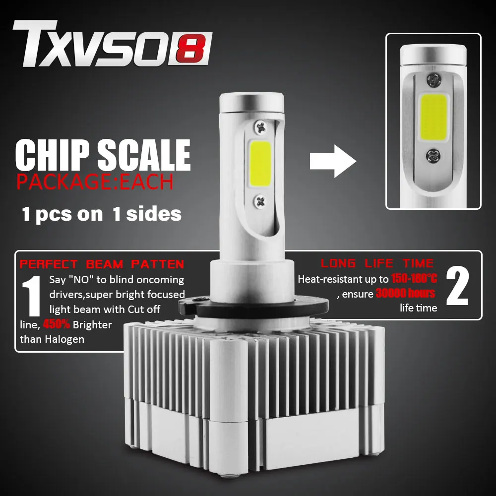 TXVSO8 D1S D2S D3S D4S LED Headlight Bulb 110W 6000K Super Bright Lights 11000LM LED Update Kit Car Light Luces Led Coche