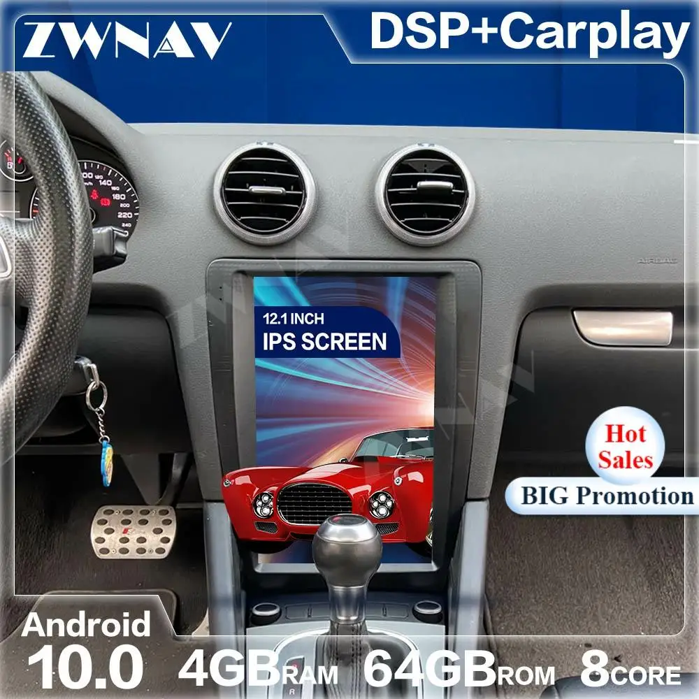 Автомобильный мультимедийный плеер с экраном Tesla Android 10 0 для AUDI A3 2008 2009 2010-2012