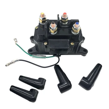 

12V Solenoid Relay Contactor Winch Rocker Switch Thumb & 4 Connector Cap ATV