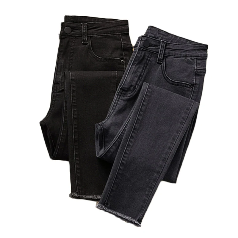 De gran tamaño pantalones vaqueros de las mujeres de primavera novedad de verano Vaqueros Skinny Stretch pantalones vaqueros de cintura alta negro lápiz Pantalones de talla grande 4XL Mujer Pantalones Casuales