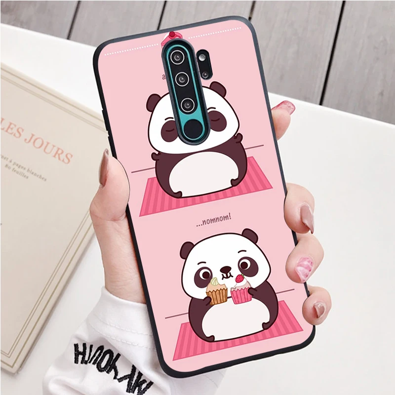 xiaomi leather case chain Panda black Silicone Phone Case For Redmi note 8 7 Pro S 8T for redmi 9 7A Cover xiaomi leather case card