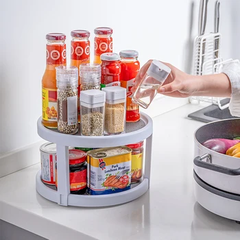 

New Storage Rack Kitchen Seasoning Multifunctional Rotating Storage Box Collective Seasoning Container Home Organizer