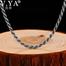 V. YA 925 пробы, Серебряное буддистское ожерелье с шестью буквами, плетение, цепочка, ожерелье s для женщин, мужчин, Ретро панк, модное серебряное ювелирное изделие 3 мм