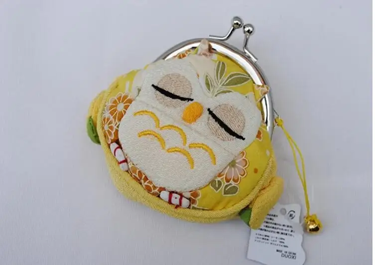 yellow Кошелек для монет в японском стиле, каваи, мультяшное кимоно, новинка, Сова, тканевый кошелек, чехол для детей, Детский держатель для карт, ключей, денег - Цвет: yellow