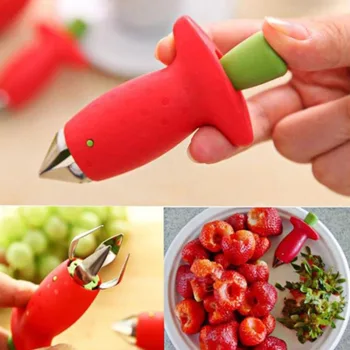 

Strawberry Hullers Metal Plastic Fruit Leaf Remover Tomato Stalks Strawberry Stem Remover Kitchen Tools Accessories Gadgets