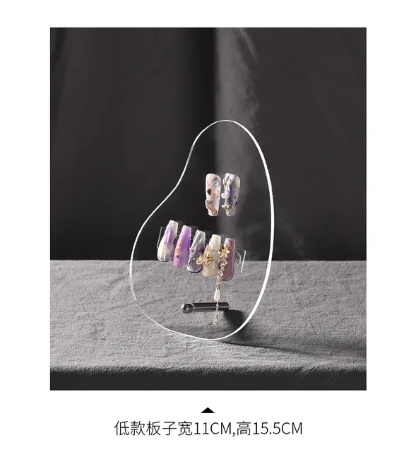 Acrylic Tabletop Acrylic Nail Art Display Irregular Board Transparent Nail Art Showing Holder, Acrylic Dust-proof Display Board 1sheet