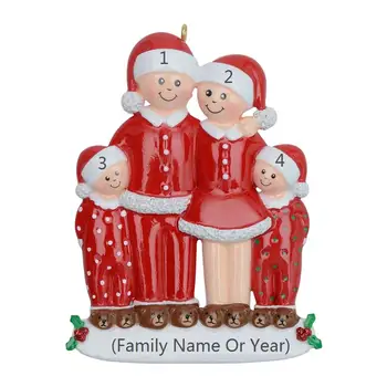 

Free Personalization - Pajama Family of 4 Ornament Personalized Christmas Tree Decoration Christmas Creative Gift