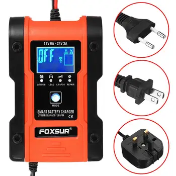 

12/24V 6A Automatic Smart Battery Charger 7-Stage Automatic Charger Power Puls Repair Chargers For Car Motorcycle AGM/GEL