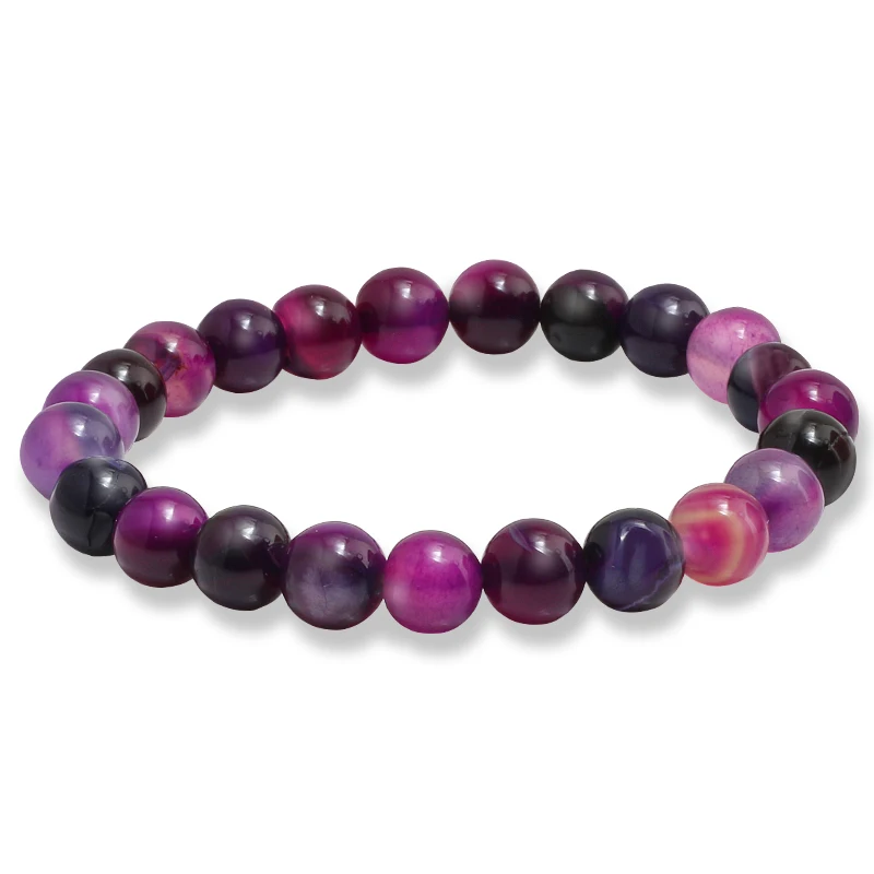 Charm Purple Agates Natural Weathered Stone Bead Strand Women Stretch Bracelet Reiki Yoga Jewelry Best Friend Gift Pulseras