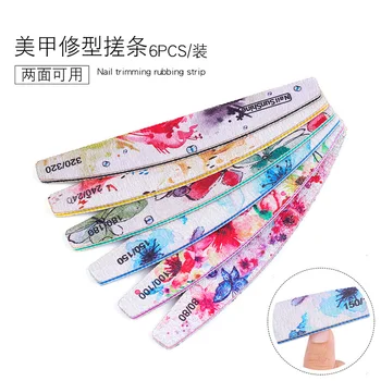 

Manzilin Manicure Implement Wholesale Flower PS Nail Sand Rub Nail Double-Sided File Burnishing Stick 6 a Packet