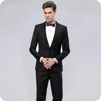 

Black Suits Man Wedding Groom Tuxedo Terno Masculino Man Blazers Costume Homme Male Attire Outfits Man Wear 2Piece(Coat+Pants)