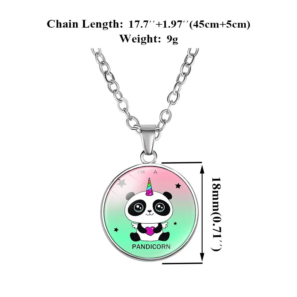 

Creative New Style Cartoon Rainbow pandicorn Children Unicorn Gemstone Pendant Necklace Birthday Gift