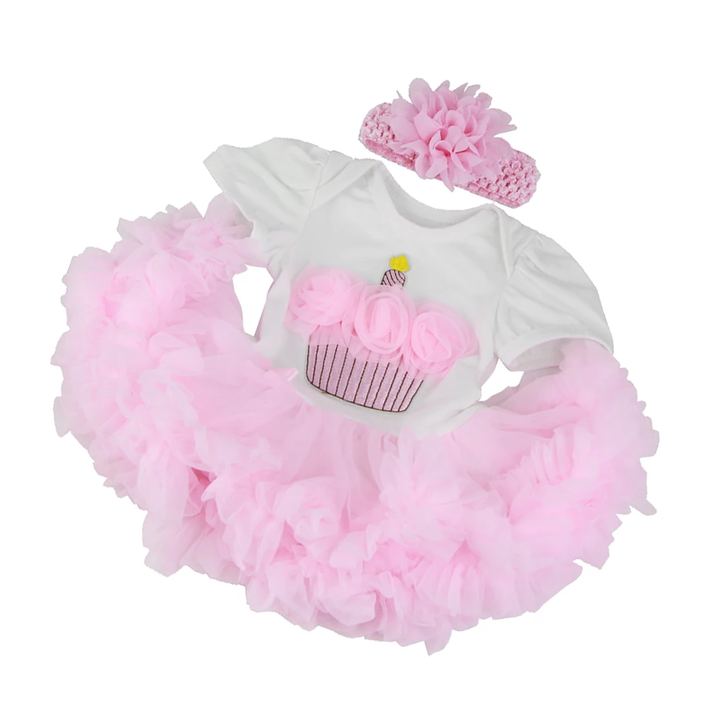 Cake Pattern Romper Tiered Skirt Clothes For 22-23inch Reborn Baby Girl Doll