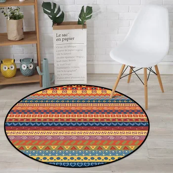 

Color Geometry Ethnic-Style Living Room Bedroom Nacelle Chair Anti-slip Circle Mat Rug